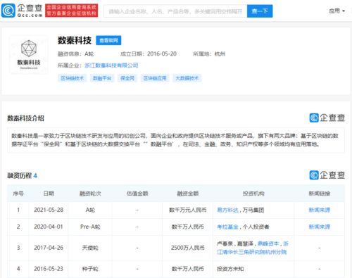 區(qū)塊鏈科技公司數(shù)秦科技完成數(shù)千萬元人民幣a輪融資